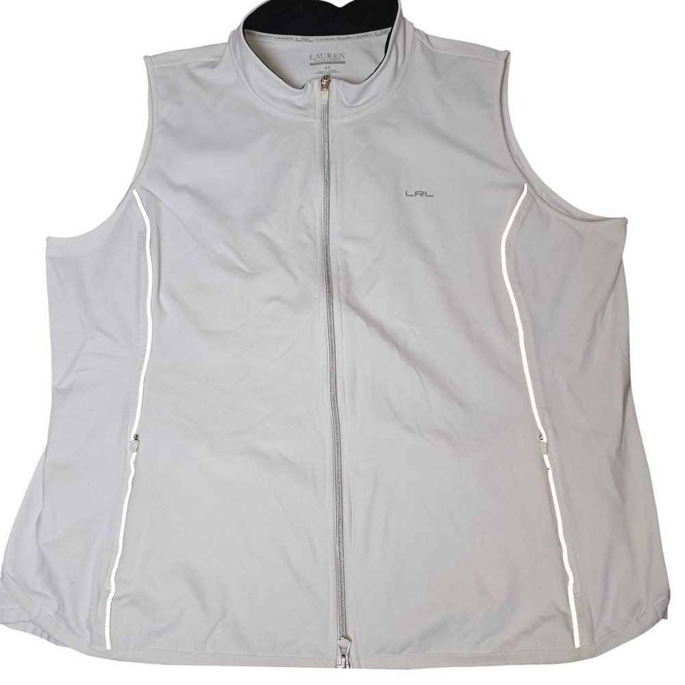Lauren Ralph Lauren Active 3X Womens White Reflective Vest Zip Up Pockets